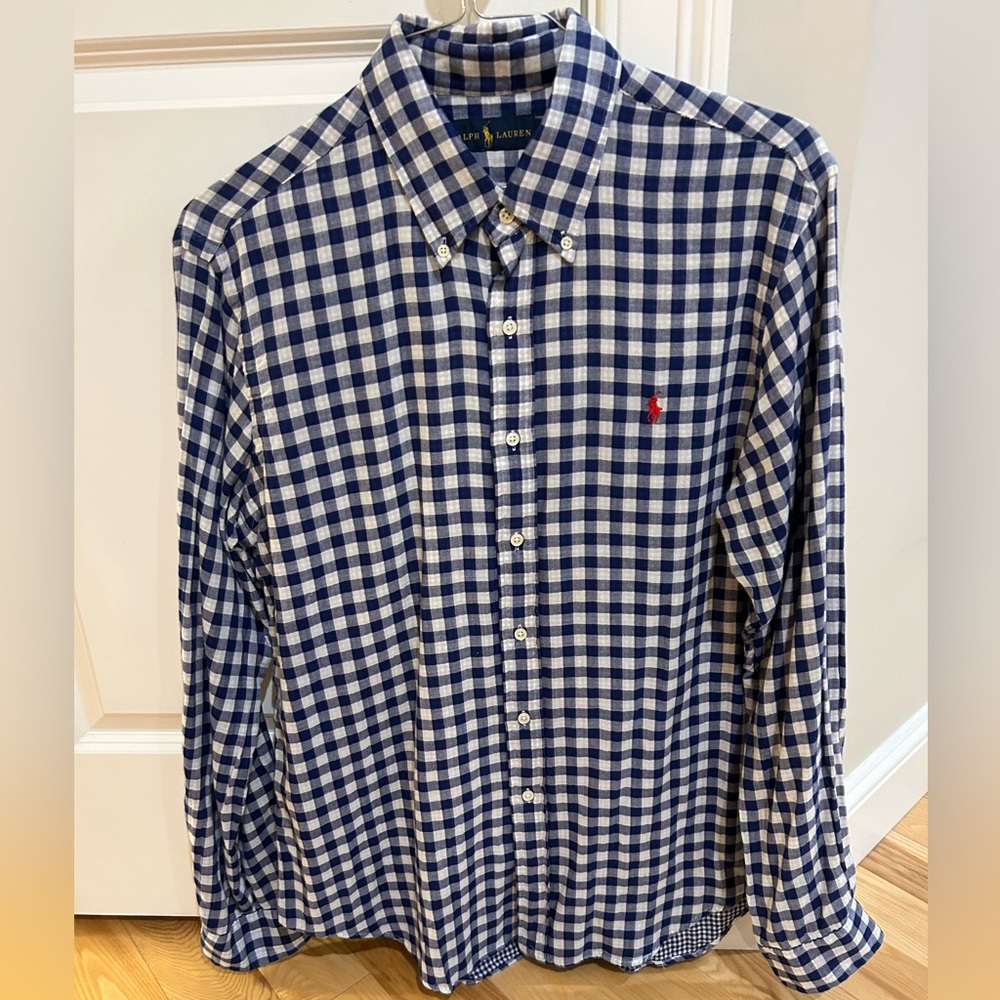 Polo by Ralph Lauren Men's Navy and White Check Shirt
